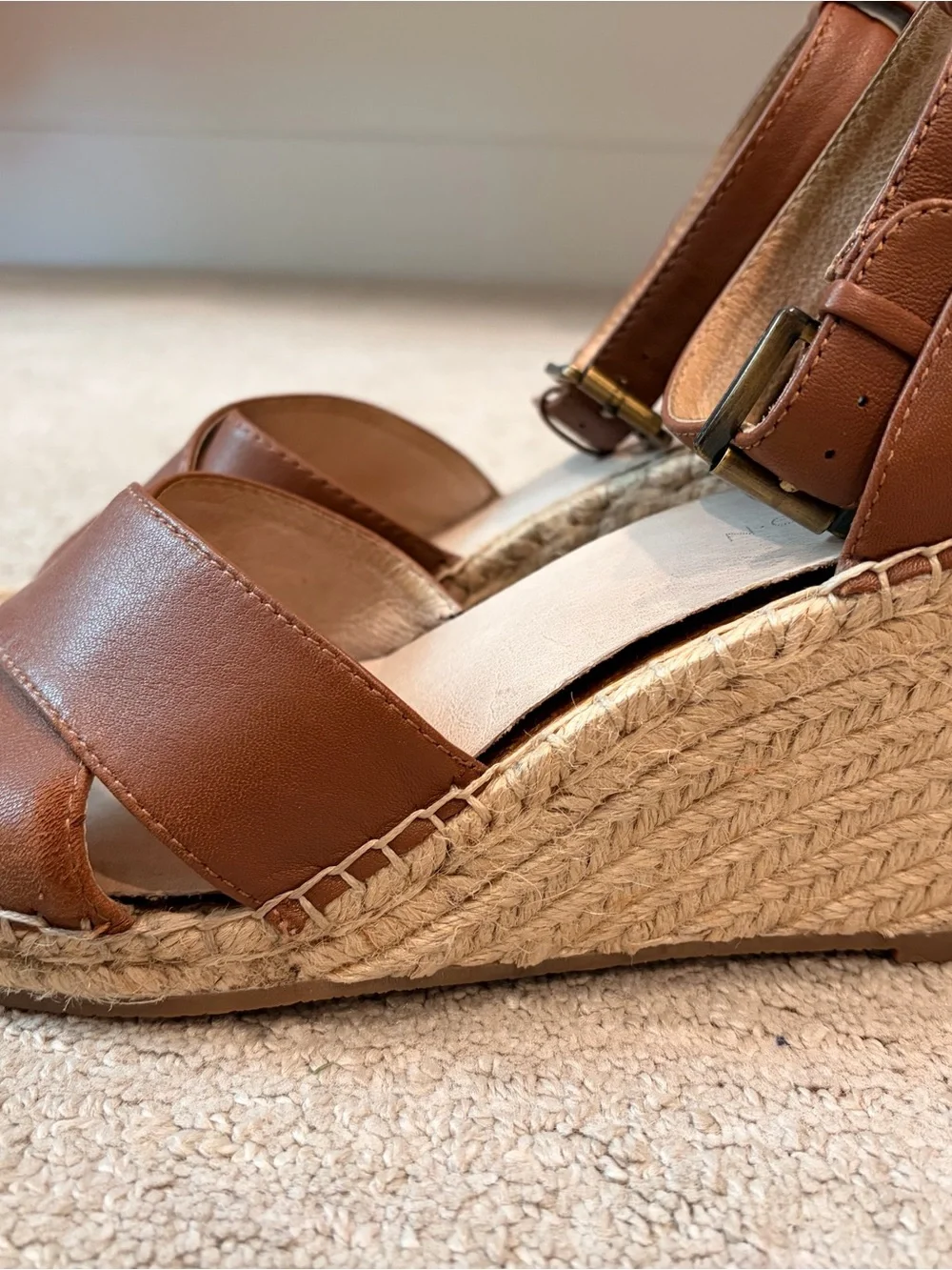 Caslon Tan Leather Espadrille Wedge Sandals